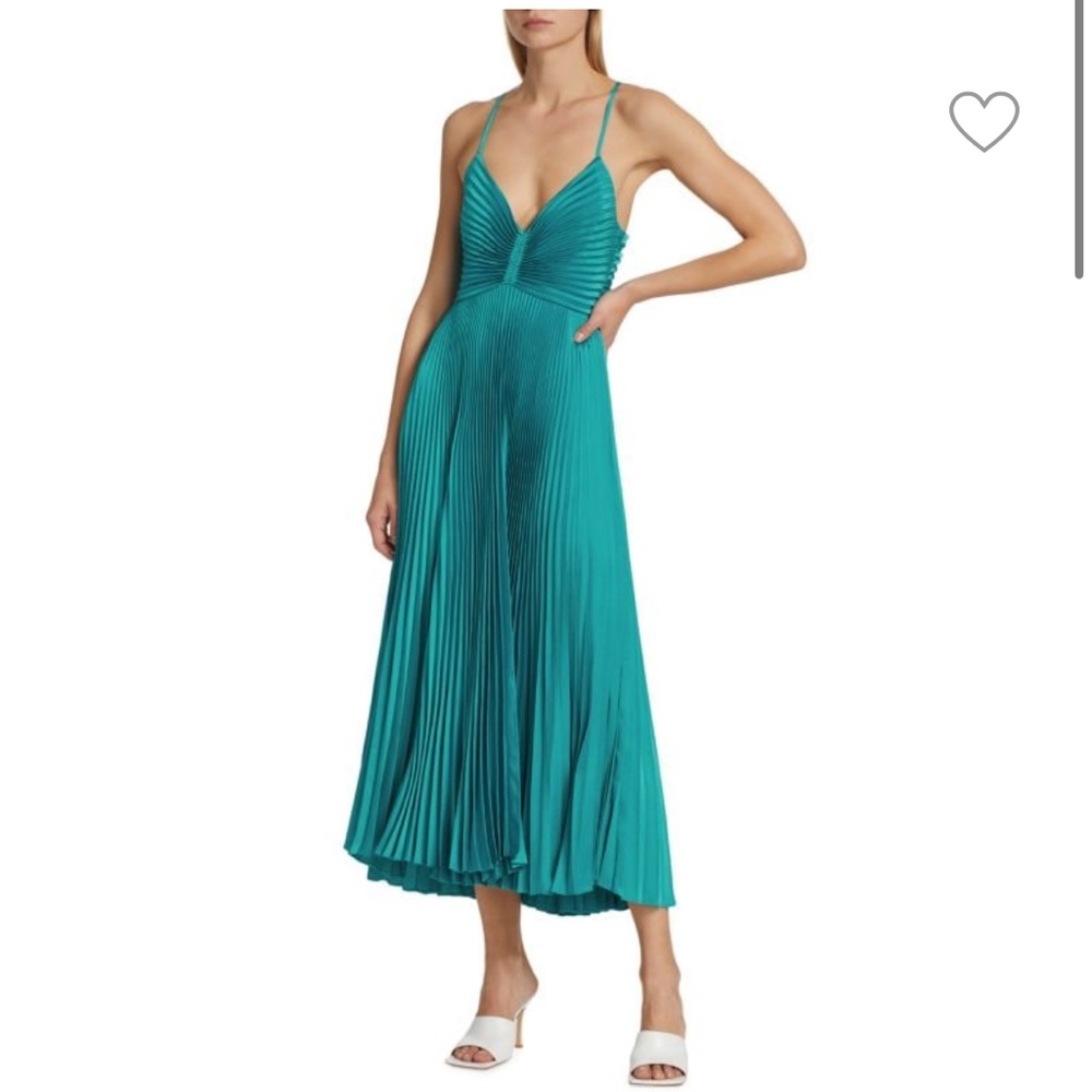 A.L.C. Teal Pleated Midi Dress